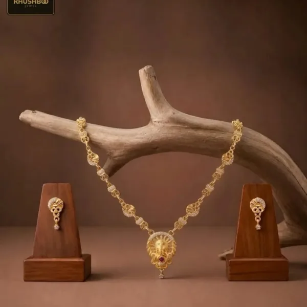 Elegant Gold Necklace & Earrings Set – Traditional Goddess Pendant Jewellery