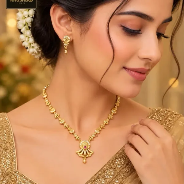 Elegant Imitation Necklace & Earrings Set – Traditional Pendant Jewellery