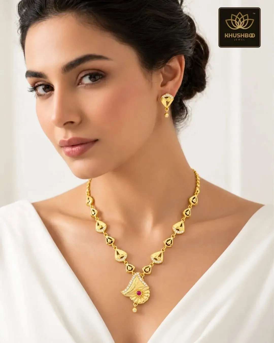 Gold Finish Imitation Necklace Set – Elegant Jewellery for Women - Image 2