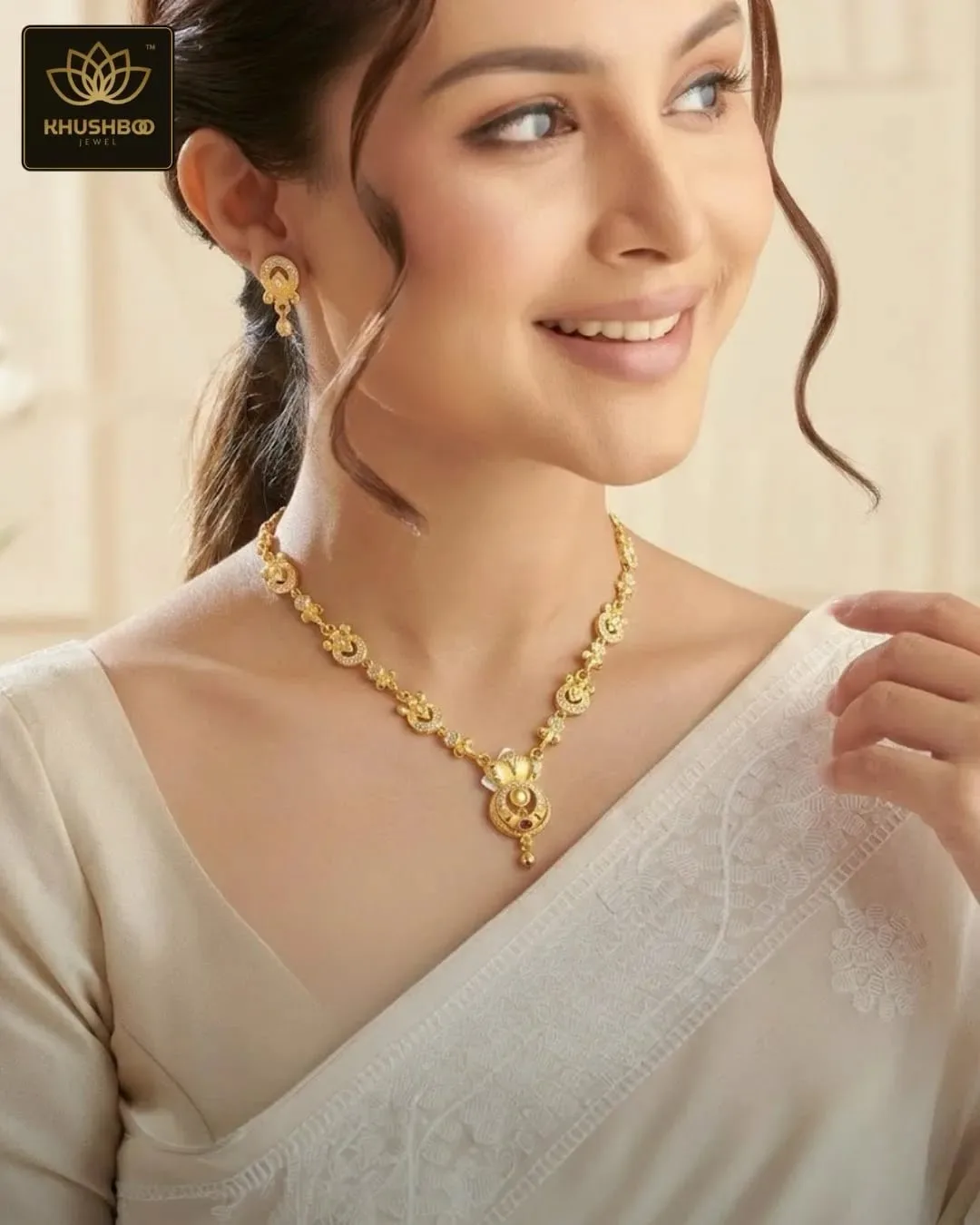 Wedding Imitation Jewellery Set with Necklace & Earrings for Women - Image 2