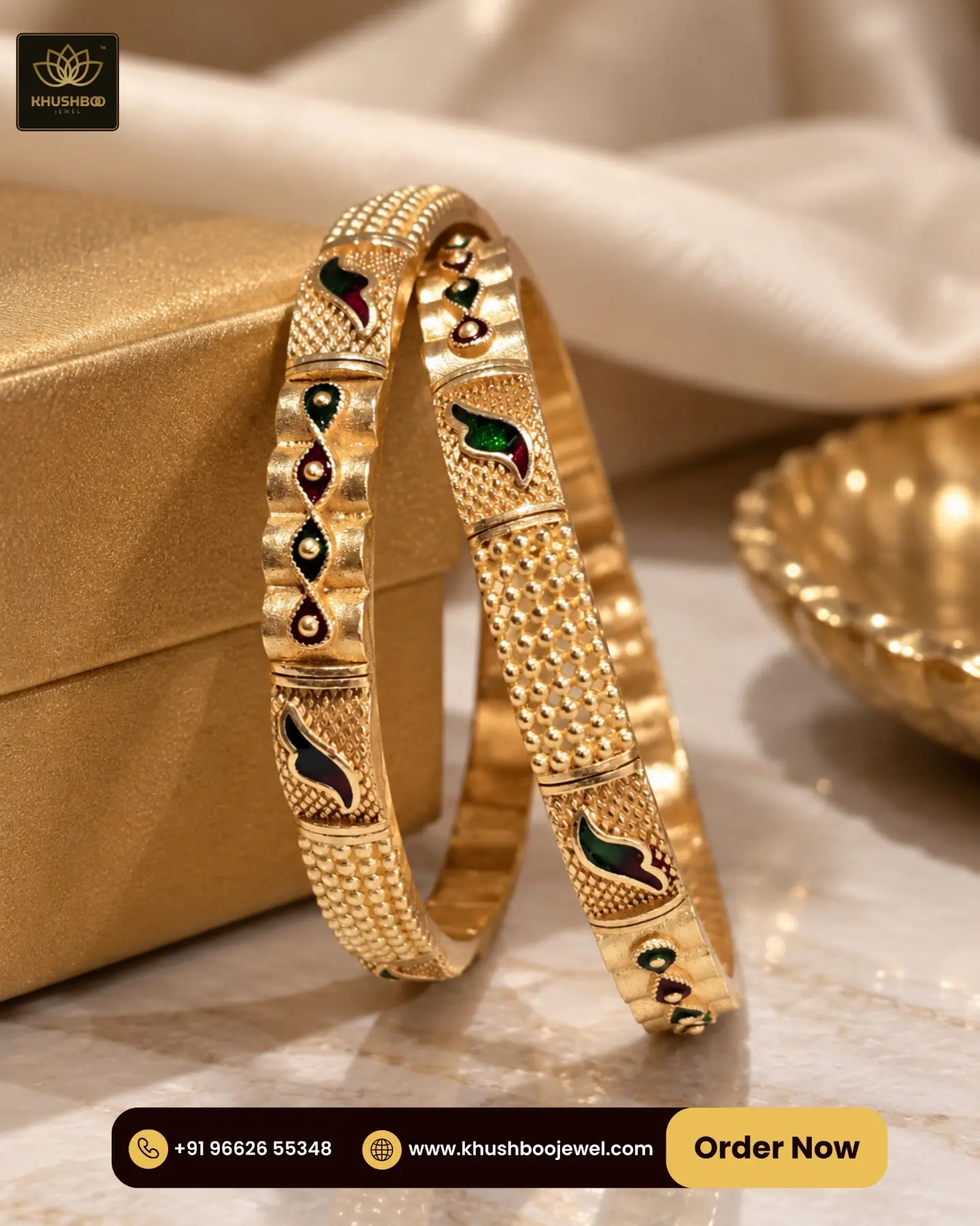Royal Multicolor Enamel Gold Tone Designer Bangles for Women - 1230 3 Royal Multicolor Enamel Gold Tone Designer Bangles for Women - 1230 - Image 3